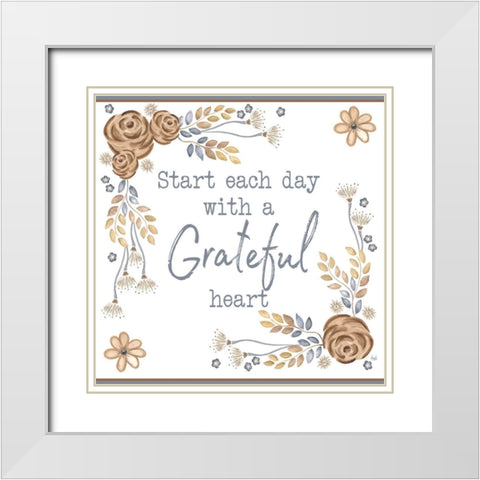 Brown Leaves Inspiration I White Modern Wood Framed Art Print with Double Matting by Metz, Andi