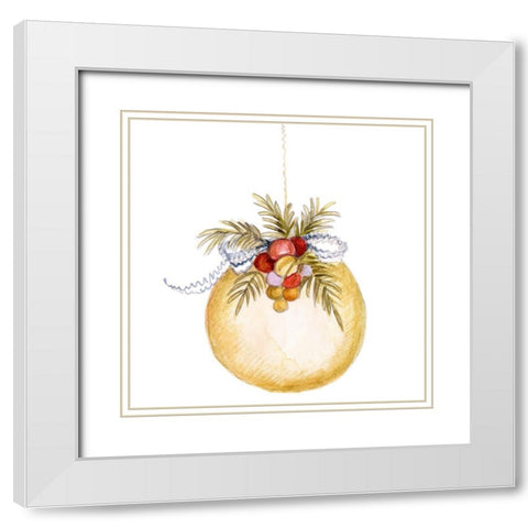 Holiday Ornament I White Modern Wood Framed Art Print with Double Matting by Gaynor, Janice