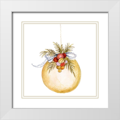 Holiday Ornament I White Modern Wood Framed Art Print with Double Matting by Gaynor, Janice