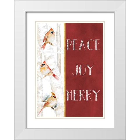 Peace Joy Merry White Modern Wood Framed Art Print with Double Matting by Gaynor, Janice