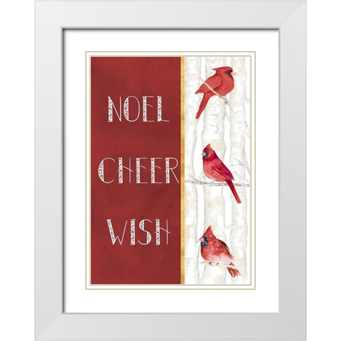 Noel Cheer Wish White Modern Wood Framed Art Print with Double Matting by Gaynor, Janice