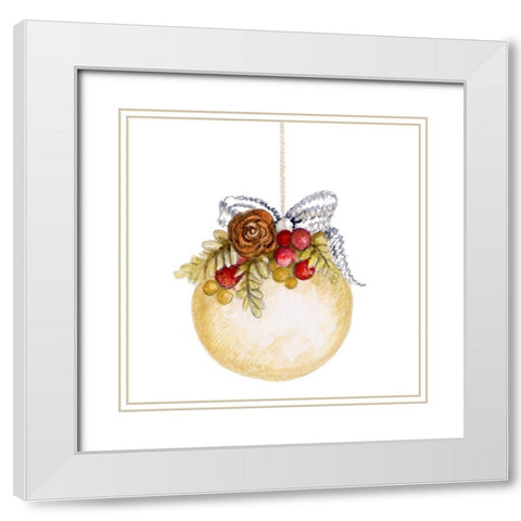 Holiday Ornament II White Modern Wood Framed Art Print with Double Matting by Gaynor, Janice