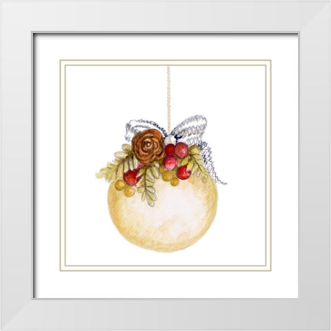 Holiday Ornament II White Modern Wood Framed Art Print with Double Matting by Gaynor, Janice