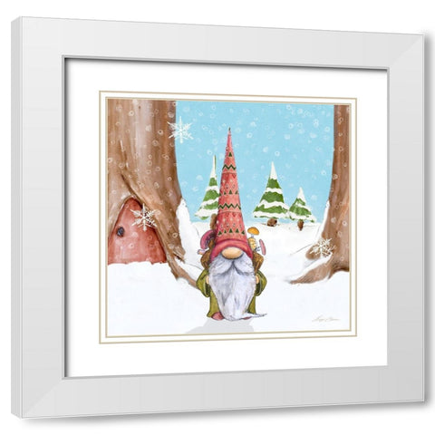 Winter Gnome I White Modern Wood Framed Art Print with Double Matting by Edwins, Hugo