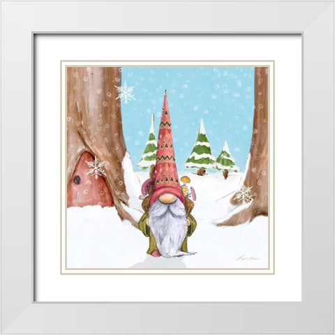 Winter Gnome I White Modern Wood Framed Art Print with Double Matting by Edwins, Hugo