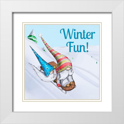 Winter Fun! White Modern Wood Framed Art Print with Double Matting by Edwins, Hugo