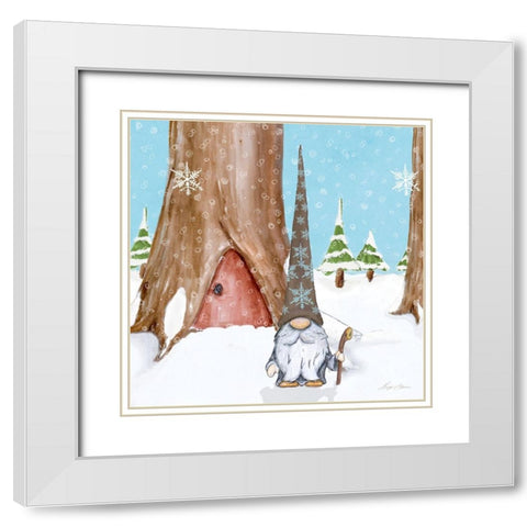 Winter Gnome IV White Modern Wood Framed Art Print with Double Matting by Edwins, Hugo