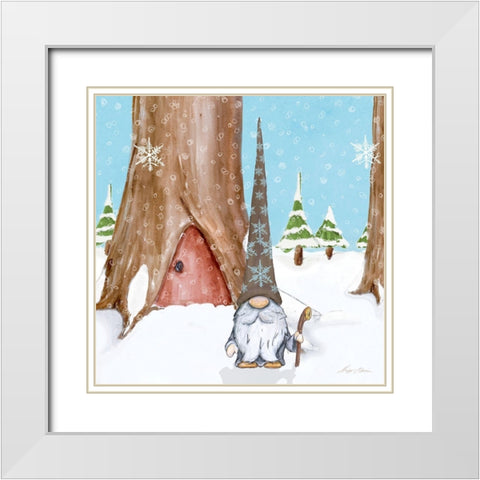 Winter Gnome IV White Modern Wood Framed Art Print with Double Matting by Edwins, Hugo