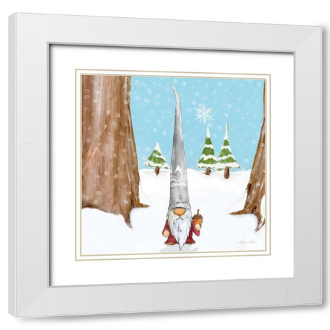 Winter Gnome II White Modern Wood Framed Art Print with Double Matting by Edwins, Hugo