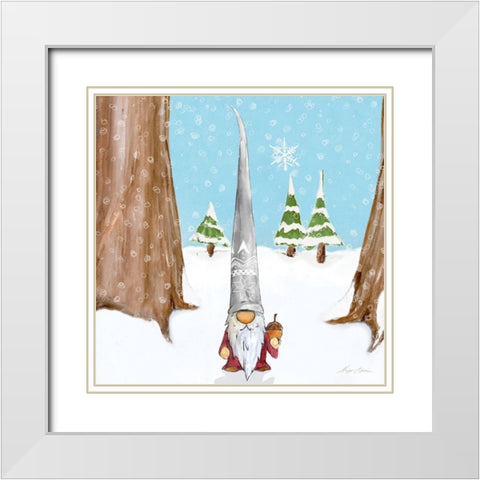 Winter Gnome II White Modern Wood Framed Art Print with Double Matting by Edwins, Hugo