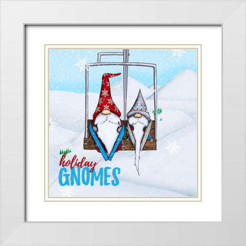 Gnome Ski Ride White Modern Wood Framed Art Print with Double Matting by Edwins, Hugo