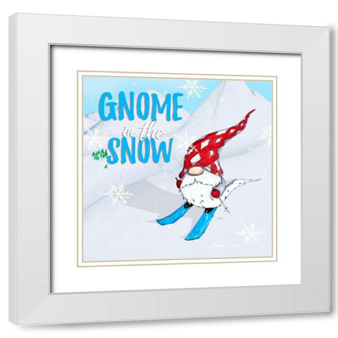 Ski Gnomes I White Modern Wood Framed Art Print with Double Matting by Edwins, Hugo