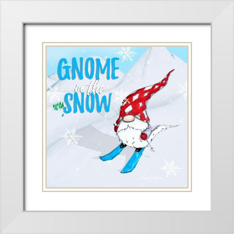 Ski Gnomes I White Modern Wood Framed Art Print with Double Matting by Edwins, Hugo