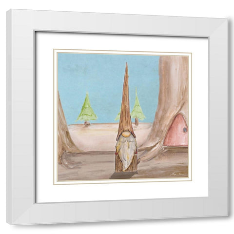 Gnoming Around II White Modern Wood Framed Art Print with Double Matting by Edwins, Hugo