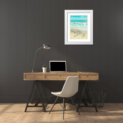 Sandpiper Beach Party White Modern Wood Framed Art Print with Double Matting by Meneely, Dan