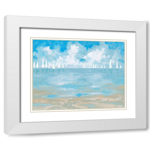 Boats On The Horizon White Modern Wood Framed Art Print with Double Matting by Meneely, Dan
