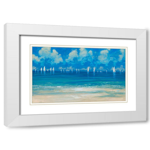 Blue Shores White Modern Wood Framed Art Print with Double Matting by Meneely, Dan