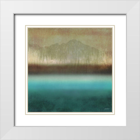 Loon Lake In Teal I White Modern Wood Framed Art Print with Double Matting by Meneely, Dan