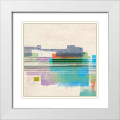 Summer Squares I White Modern Wood Framed Art Print with Double Matting by Meneely, Dan