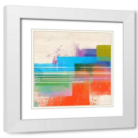 Summer Squares II White Modern Wood Framed Art Print with Double Matting by Meneely, Dan