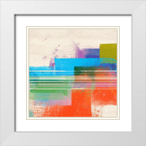 Summer Squares II White Modern Wood Framed Art Print with Double Matting by Meneely, Dan