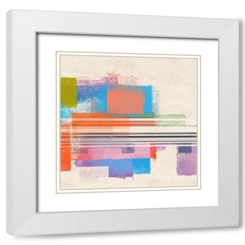 Summer Squares III White Modern Wood Framed Art Print with Double Matting by Meneely, Dan