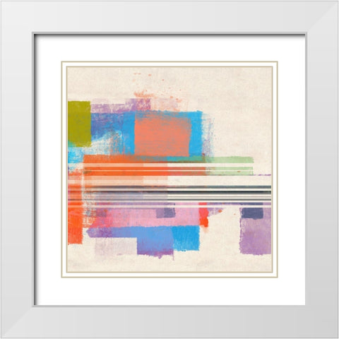 Summer Squares III White Modern Wood Framed Art Print with Double Matting by Meneely, Dan