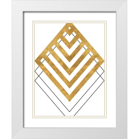 Gold Tip White Modern Wood Framed Art Print with Double Matting by SD Graphics Studio