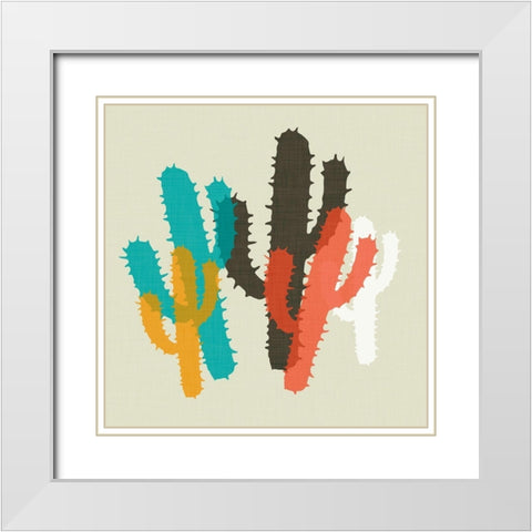 Modern Cacti I White Modern Wood Framed Art Print with Double Matting by SD Graphics Studio