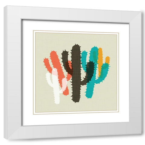 Modern Cacti II White Modern Wood Framed Art Print with Double Matting by SD Graphics Studio