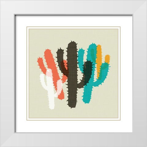 Modern Cacti II White Modern Wood Framed Art Print with Double Matting by SD Graphics Studio