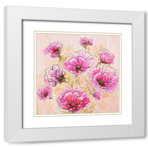 Pink Love II White Modern Wood Framed Art Print with Double Matting by Diannart