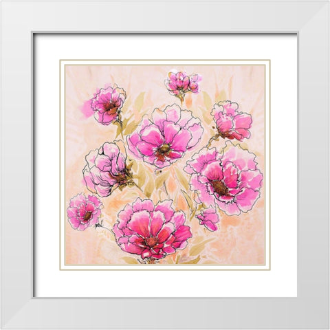 Pink Love II White Modern Wood Framed Art Print with Double Matting by Diannart