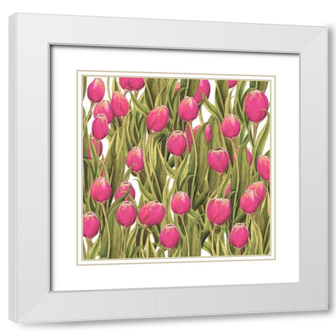 Tulip Symphony II White Modern Wood Framed Art Print with Double Matting by Diannart