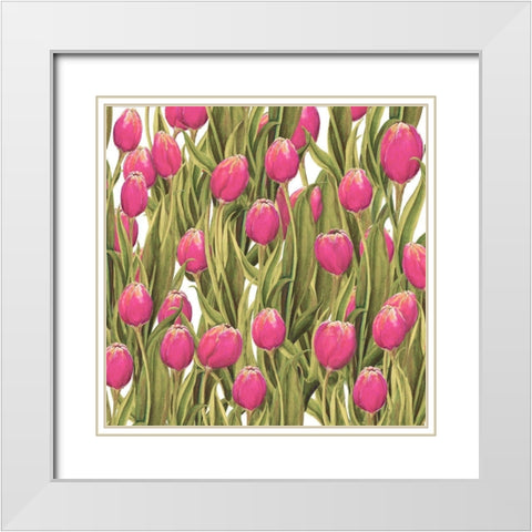Tulip Symphony II White Modern Wood Framed Art Print with Double Matting by Diannart