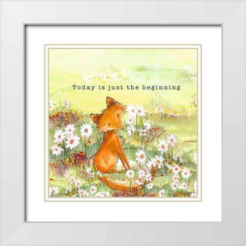 Fox Tales I White Modern Wood Framed Art Print with Double Matting by Diannart