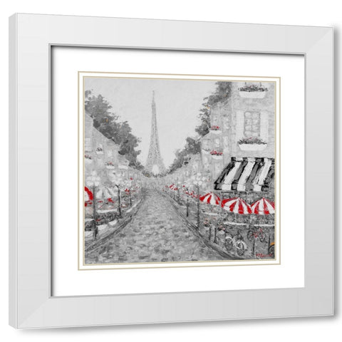 Splash of Red in Paris I White Modern Wood Framed Art Print with Double Matting by Coolick, Ann Marie