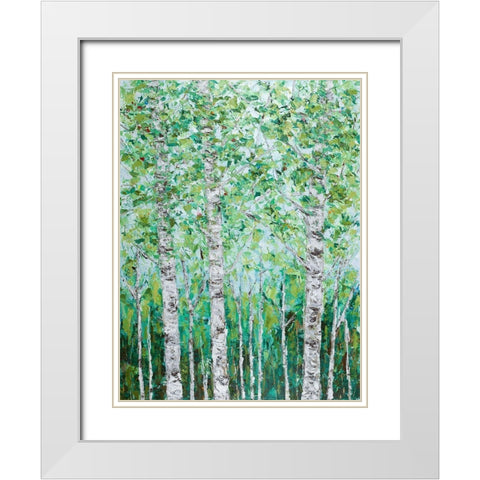 Green Birchwood I White Modern Wood Framed Art Print with Double Matting by Coolick, Ann Marie