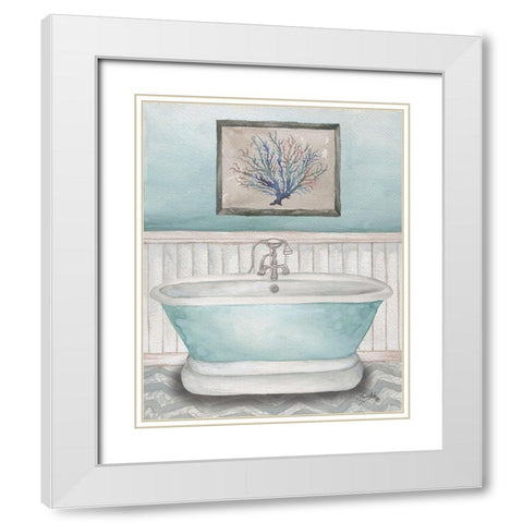 Nautical Bath I White Modern Wood Framed Art Print with Double Matting by Medley, Elizabeth