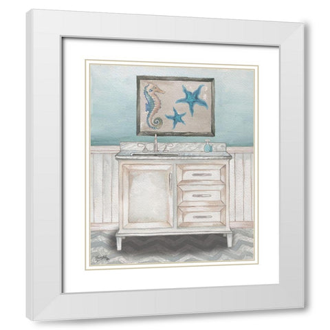 Nautical Bath II White Modern Wood Framed Art Print with Double Matting by Medley, Elizabeth