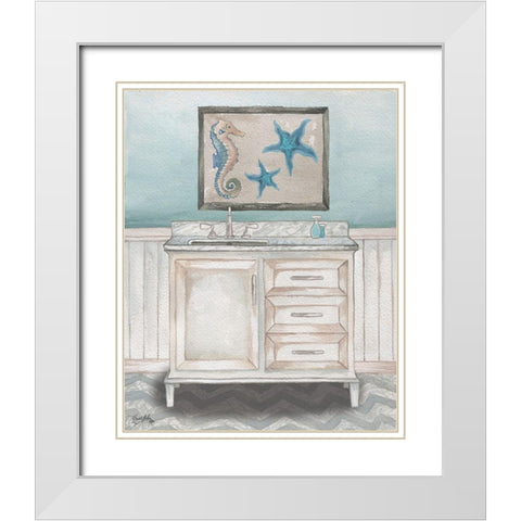 Nautical Bath II White Modern Wood Framed Art Print with Double Matting by Medley, Elizabeth