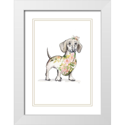 Happy Doggie White Modern Wood Framed Art Print with Double Matting by Pinto, Patricia