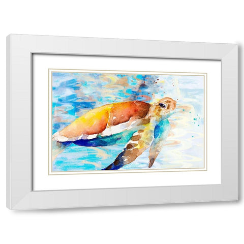 Turtle Passing Through I White Modern Wood Framed Art Print with Double Matting by Loreth, Lanie