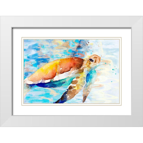 Turtle Passing Through I White Modern Wood Framed Art Print with Double Matting by Loreth, Lanie