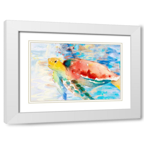 Turtle Passing Trhough White Modern Wood Framed Art Print with Double Matting by Loreth, Lanie