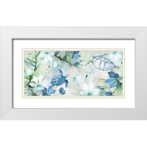 Watercolor Sea Turtles White Modern Wood Framed Art Print with Double Matting by Loreth, Lanie
