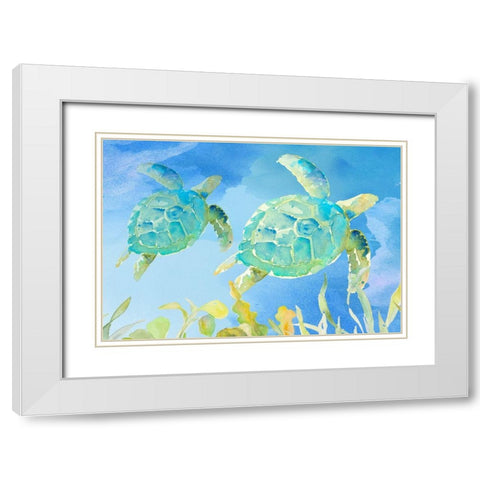 Turtles Ascend White Modern Wood Framed Art Print with Double Matting by Loreth, Lanie