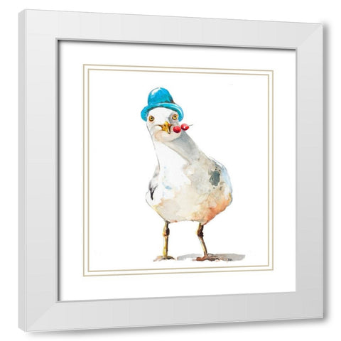Silly Seagull White Modern Wood Framed Art Print with Double Matting by Pinto, Patricia