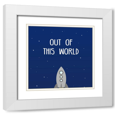 Rocket Launch III White Modern Wood Framed Art Print with Double Matting by SD Graphics Studio