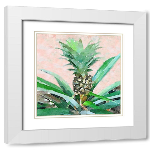 Pineapple Sprout White Modern Wood Framed Art Print with Double Matting by Navas, Emily